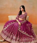 rani PINK GEORGETTE SEQUINS ZARI EMBROIDERED LEHENGA CHOLI