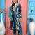 Navy-blue embroidered georgette anarkali trouser kurta dupatta readymade suits