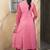 Light-pink embroidered georgette asymmetrical  trouser kurta dupatta readymade suits