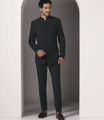 Green embroidered cotton bandhgala