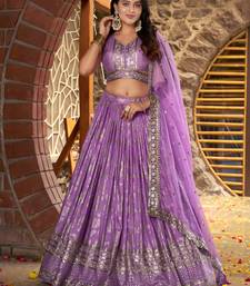LAVENDER DOLA SILK SEQUINS ZARI EMBROIDERED LEHENGA CHOLI