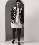 Black embroidered georgette Kurta Set with Jacket