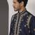 Blue embroidered raw silk kurta pajama