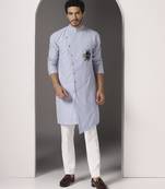 Blue embroidered cotton kurta pajama