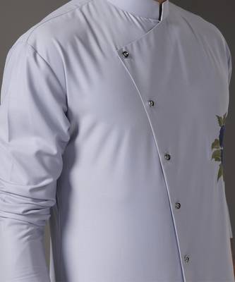 Blue embroidered cotton kurta pajama 5