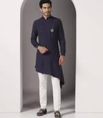 Blue plain cotton kurta pajama