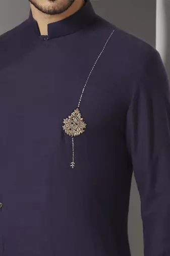 Blue plain cotton kurta pajama
