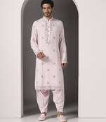 Pink embroidered cotton kurta pajama