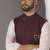 Pink plain cotton kurta set with maroon jacket