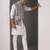 Ivory embroidered crepe kurta set with ivory embroidered jacket