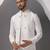Ivory embroidered crepe kurta set with mirror ivory jacket