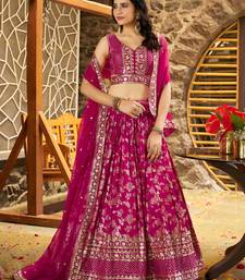 RANI PINK DOLA SILK SEQUINS ZARI EMBROIDERED LEHENGA CHOLI