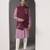Pink embroidered cotton silk kurta set with maroon embroidered jacket