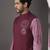 Pink embroidered cotton silk kurta set with maroon embroidered jacket