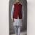 Grey embroidered cotton silk kurta set with maroon embroidered jacket