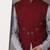 Grey embroidered cotton silk kurta set with maroon embroidered jacket