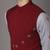 Grey embroidered cotton silk kurta set with maroon embroidered jacket