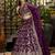 WINE DOLA SILK SEQUINS ZARI EMBROIDERED LEHENGA CHOLI