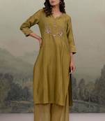 Mehndi green mehrab suit set