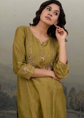 Mehndi green mehrab suit set 2