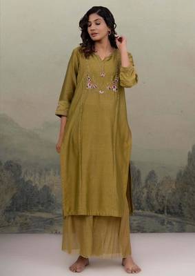 Mehndi green mehrab suit set 4