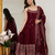 MAROON VICHITRA silk blend embroidered ANARKALI SUIT SET 