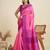 Pink handcrafted temple zari border silk blend saree 