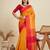 Mustard contrast border silk blend saree with woven thread pallu