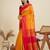 Mustard contrast border silk blend saree with woven thread pallu