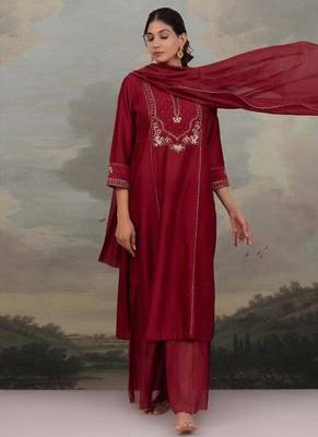 Magenta pink mehrab suit set 3