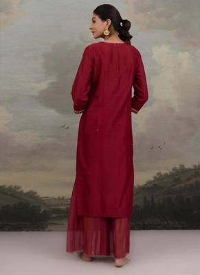 Magenta pink mehrab suit set 4