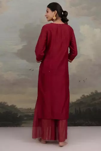 Magenta pink mehrab suit set