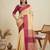 Beige silk blend saree with contrast red temple border