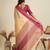 Beige silk blend saree with contrast red temple border