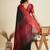 Black silk blend saree with temple border and striped thread pallu