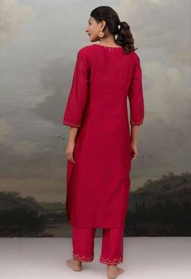 Magenta pink beaded buta kurta set 2