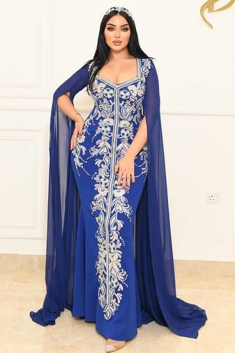 NAVY BLUE & BLUE FISH CUT DRESS WOMEN'S WEDDING & PARTY OUTFI