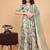 Mint green chinon chiffon printed lehenga choli set for kids girls