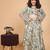 Mint green chinon chiffon printed lehenga choli set for kids girls