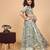 Mint green chinon chiffon printed lehenga choli set for kids girls