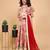 Peach colored chinon chiffon fabric floral printed kids girls lehenga choli set