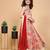 Peach colored chinon chiffon fabric floral printed kids girls lehenga choli set