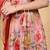 Peach colored chinon chiffon fabric floral printed kids girls lehenga choli set