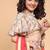 Cream colored chinon chiffon fabric floral printed kids girls lehenga choli set