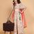 Cream colored chinon chiffon fabric floral printed kids girls lehenga choli set