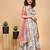 Sky blue printed oneside sleeve chinon girls lehenga choli set