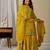 YELLOW CHINON SILK EMBROIDERY PARTY WEAR SUIT SET 
