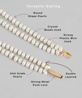elegant double layer pearl necklace set with matching stud earrings for women | festive & daily wear jewelry 4