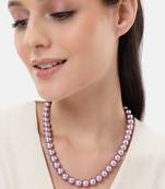 pastel purple color pearl necklace for women | lightweight beaded jewelry with adjustable chain