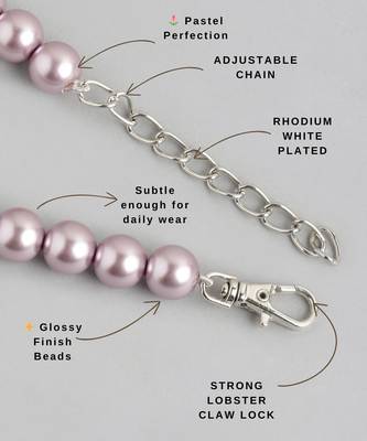 pastel purple color pearl necklace for women | lightweight beaded jewelry with adjustable chain 3